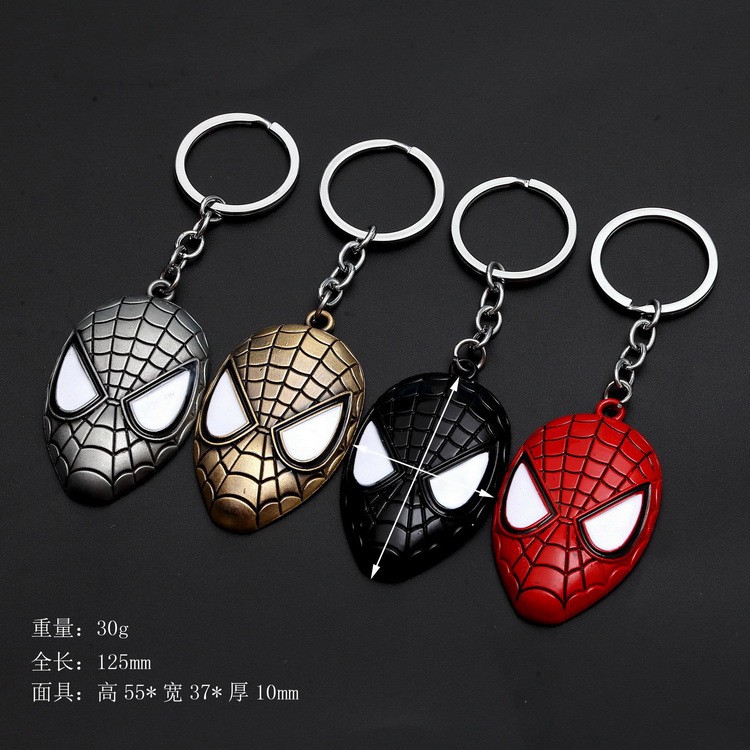 Spider keychain metal key ring mask Avengers movie peripheral pendant ...