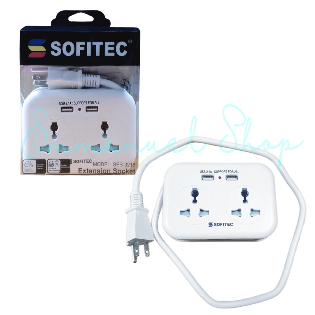 USB Pocket Extension Outlet Socket Universal 1Meter Power Strip Cord UK ...