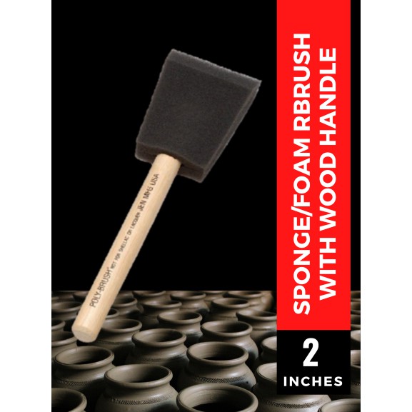 Foam Brush Sponge Brush With Wood Handle 2 Inches 2 Mod Podge Art Polymer Clay Pottery