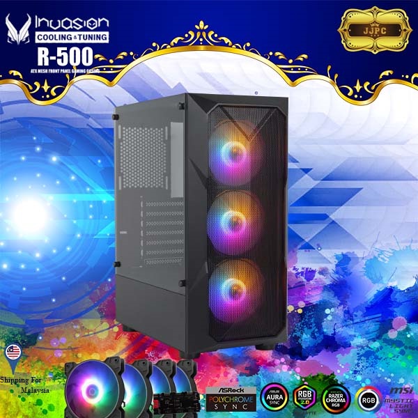 INVASION R500 ATX Mid-Tower Gaming Casing ( BLACK) | Shopee Philippines