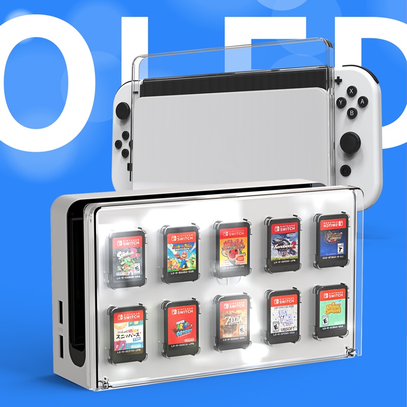 For Nintendo Switch OLED Charger Dock Cover Case With Game Card Storage ...