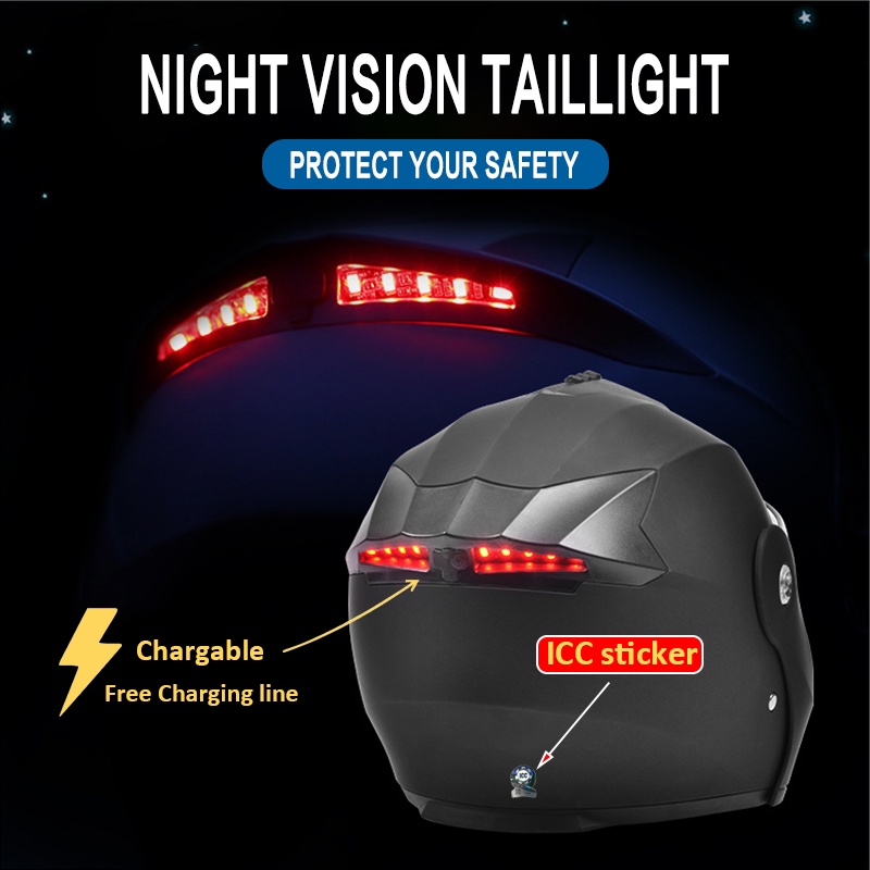 Anak ICC Sticker LED Original Modular Helmet Motorcycle Full Face as