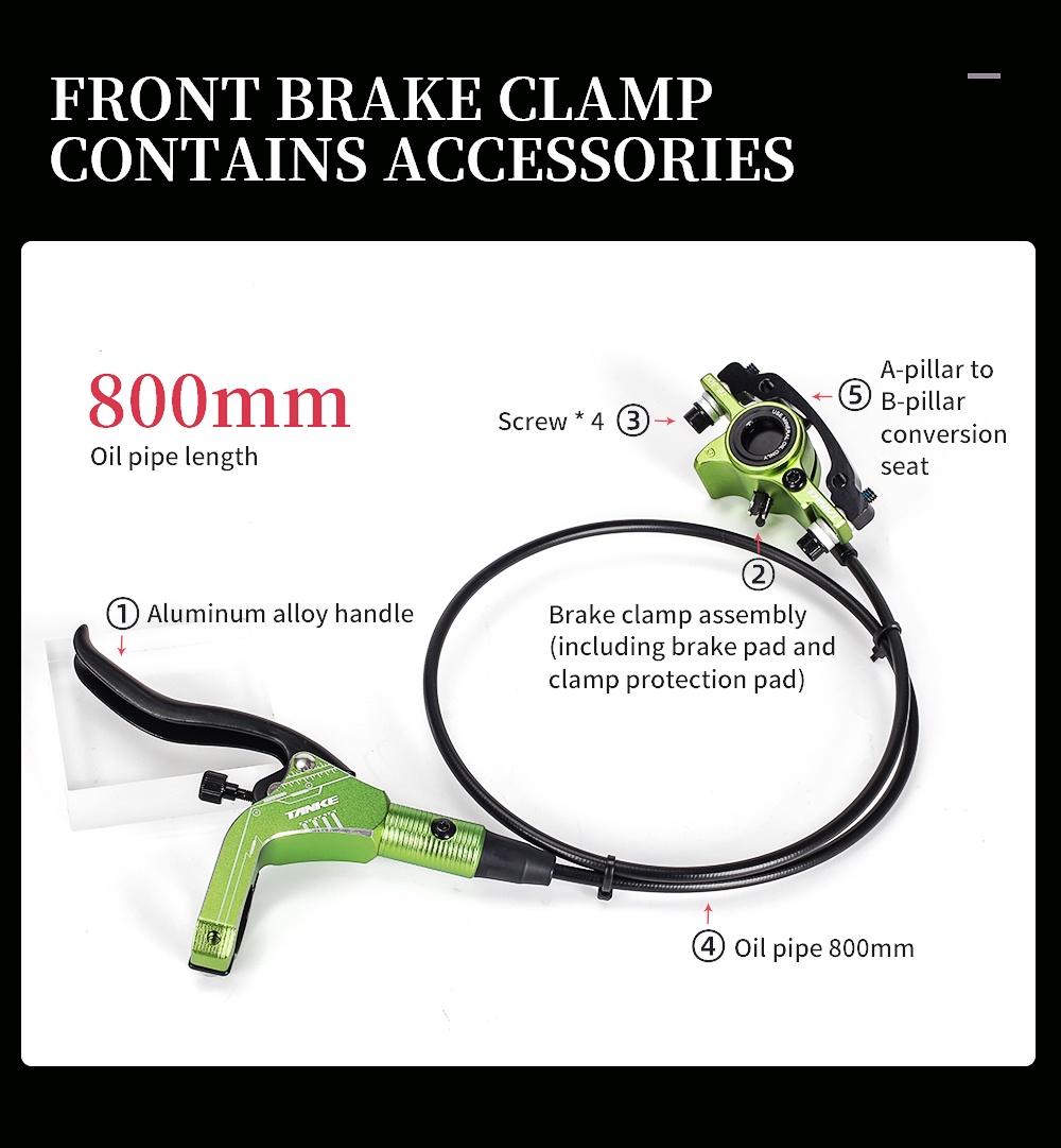 Kit Pinza Freno A Disco Meccanico Anteriore JAK Per Bici MTB E Strada + Pastiglie