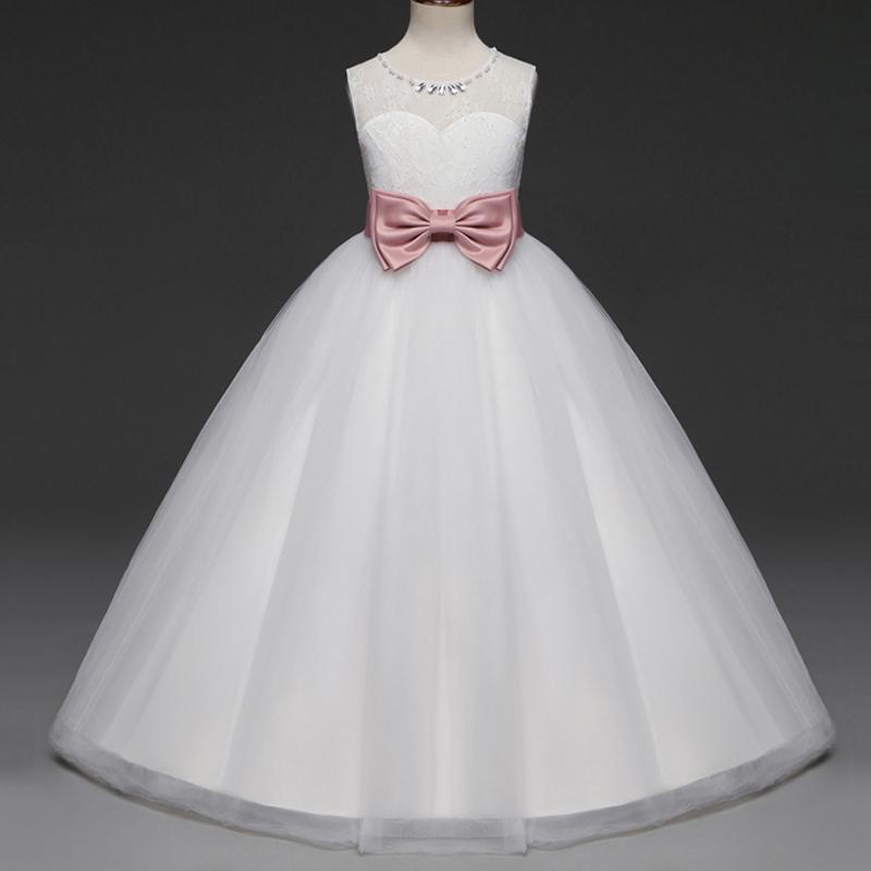 Long Sleeve Lace Flower Girl Dress Wedding Party Princess Gown