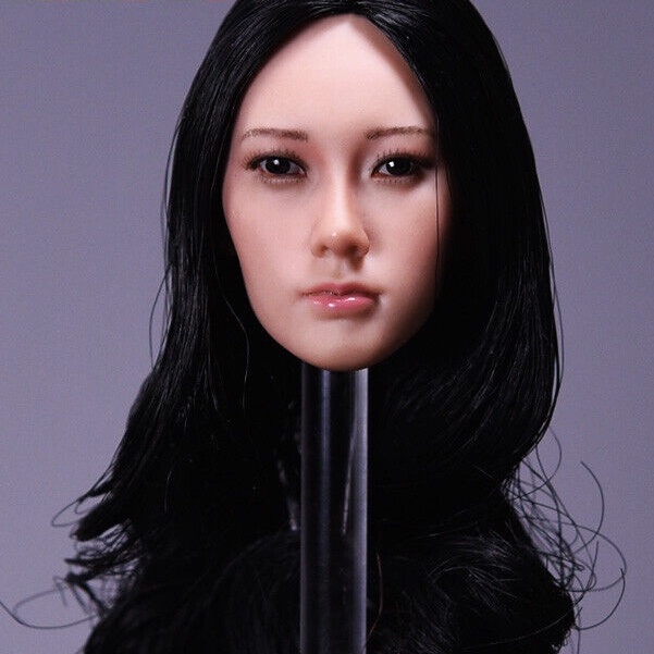 1/6 Asian Female Head Sculpt Black Hair For 12" Hot Toys PHICEN Figure ...