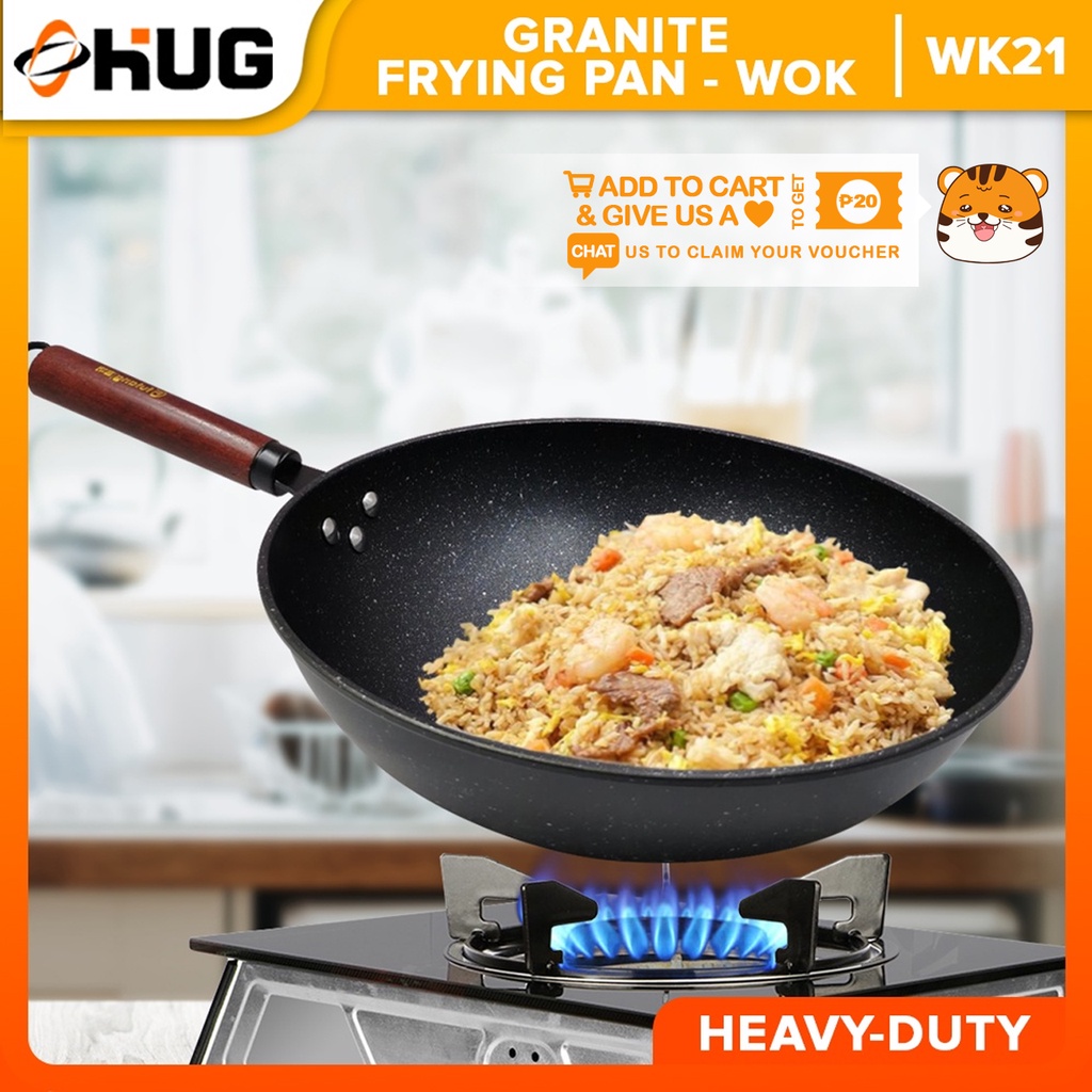 HUG Korean Pan Non-Stick Pan Ceramic Wok Cooking Pot Pan (32cm Diameter ...
