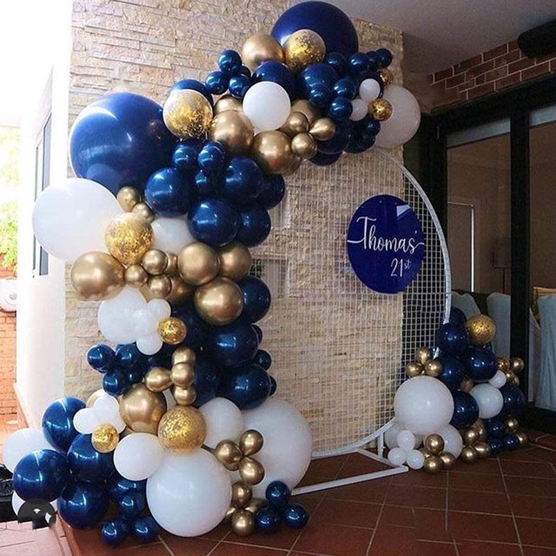 104pcs Navy Blue White Chrome Gold Balloon Garland Arch Kit Confetti ...