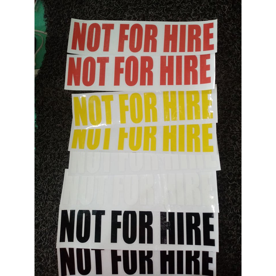 1 pair(2 pcs.) NOT FOR HIRE Cutout Stickers for Truck, Cars, Tricycle ...