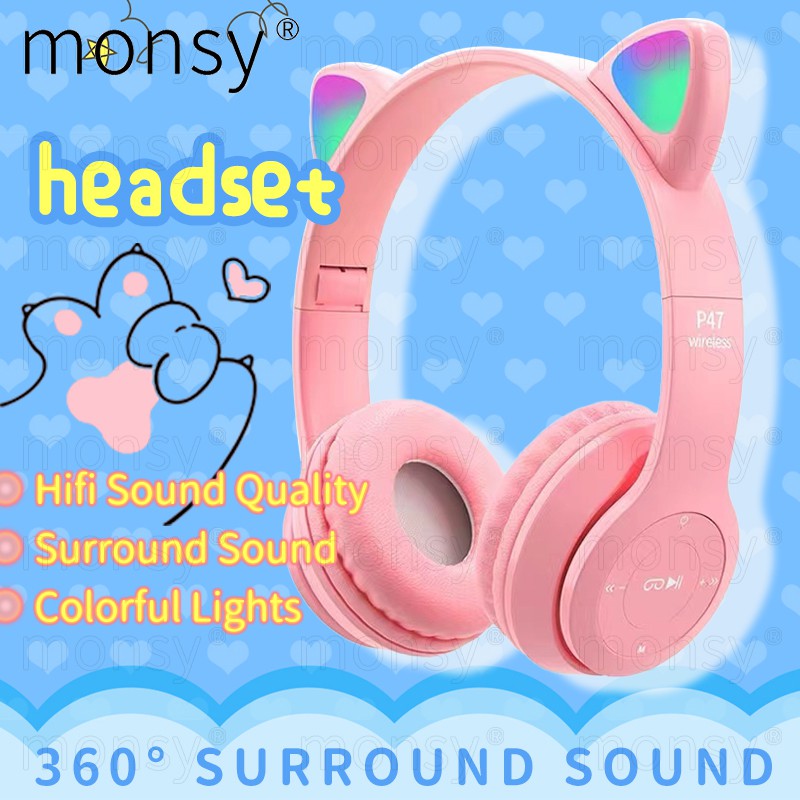 Headset Bluetooth Wireless Headphone Cat Ear Headphone With Microphone