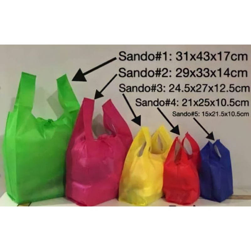 50pcs.Sando Eco Bag 5 size Plain Non woven Shopping Grocery Gift