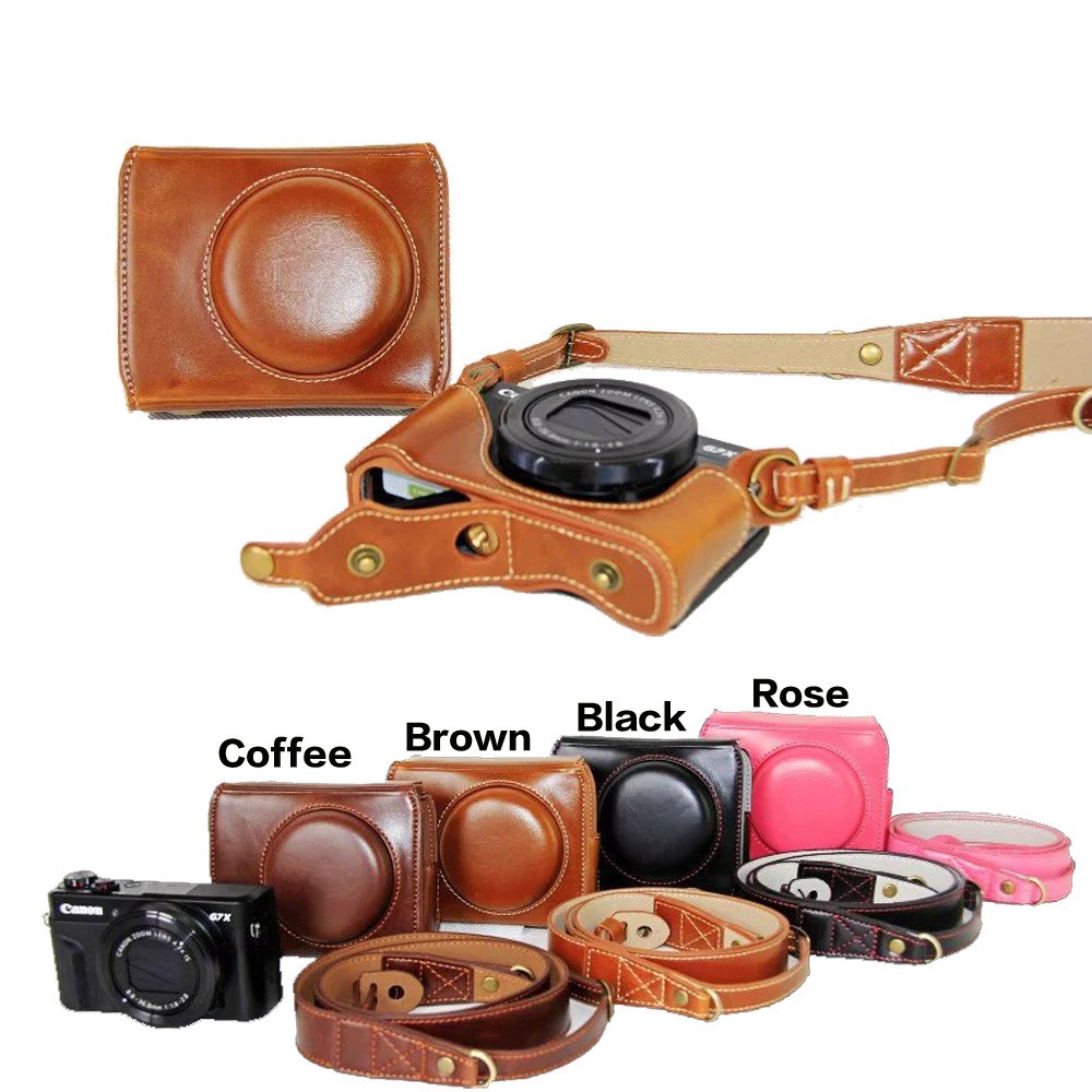 G7 X G7X II G7X III Étui Vintage En Cuir Pour Appareil Photo Reflex Numerique Canon Powershot G7x G7x Mark Ii G7x Mark Iii Etui De Protection Avec Sangle Noir