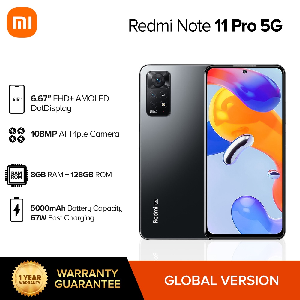 Xiaomi Redmi Note 11 Pro 5G 8GB RAM 128GB ROM 6.67 FHD+AMOLED ...