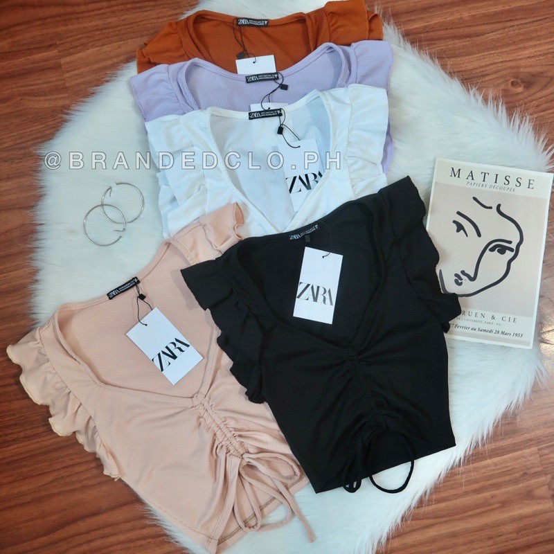 ZARA_ Ruffled Crop Top Shopee Philippines