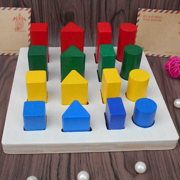 Wooden Geometric shape building blocks of registering color blcok ...