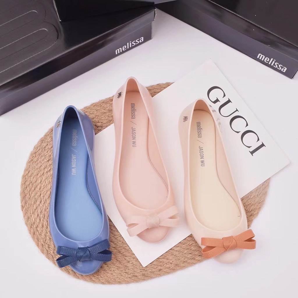 Flower heel clearance jelly ballet flat