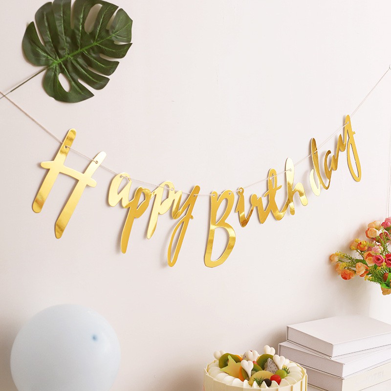 Happy Birthday Bunting Script Cursive Banner Birthday Banner Script ...