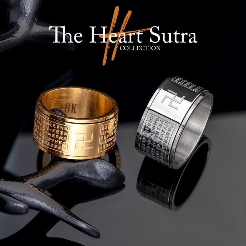 Men's and women's stainless steel letters rotating heart meridian ring ...