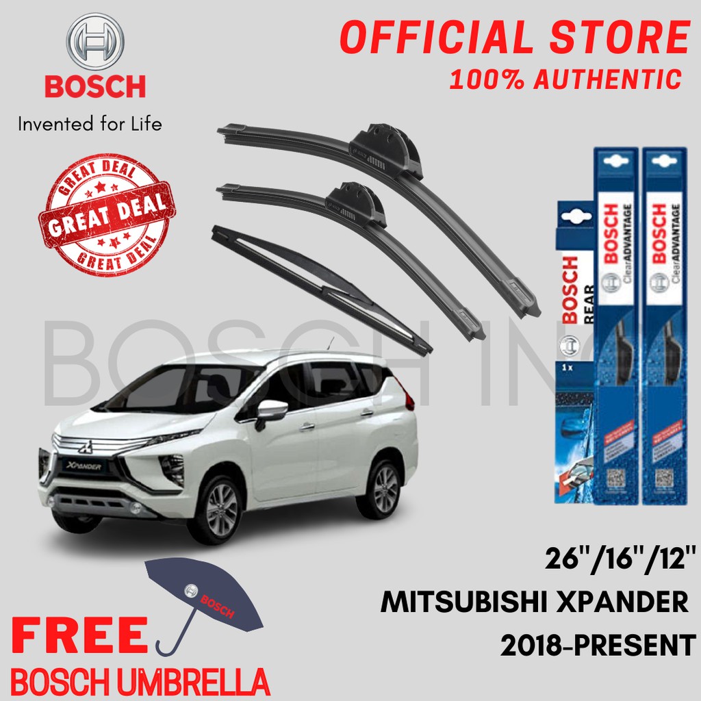 Bosch CLEAR ADVANTAGE Wiper Blade Bundle for MITSUBISHI XPANDER  2018-PRESENT (26/ 16/ 12)