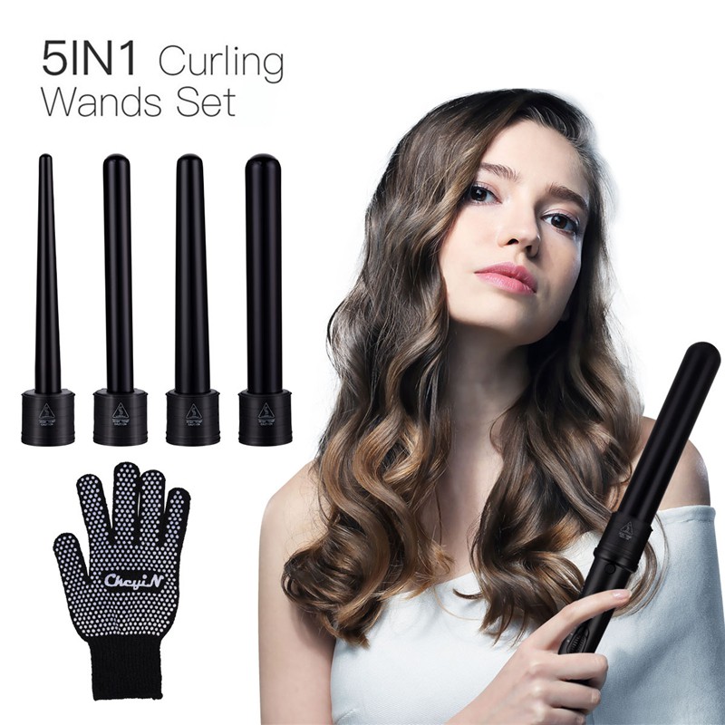 Ckeyin 5in1 Hair Curling Iron Set Curler for Hair Curling Wand with