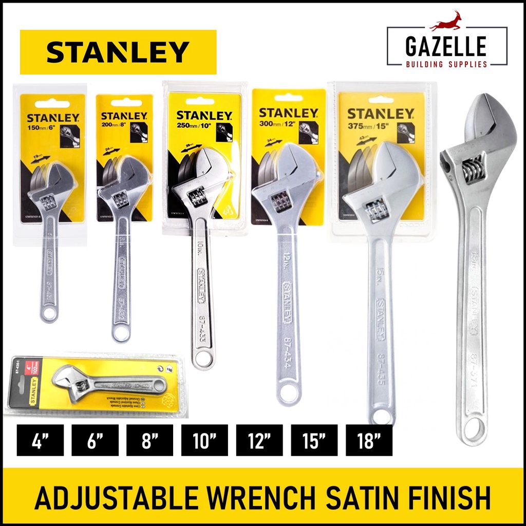 Stanley Adjustable Wrench Satin Finish 4" / 6" / 8" 87430 / 87431 /