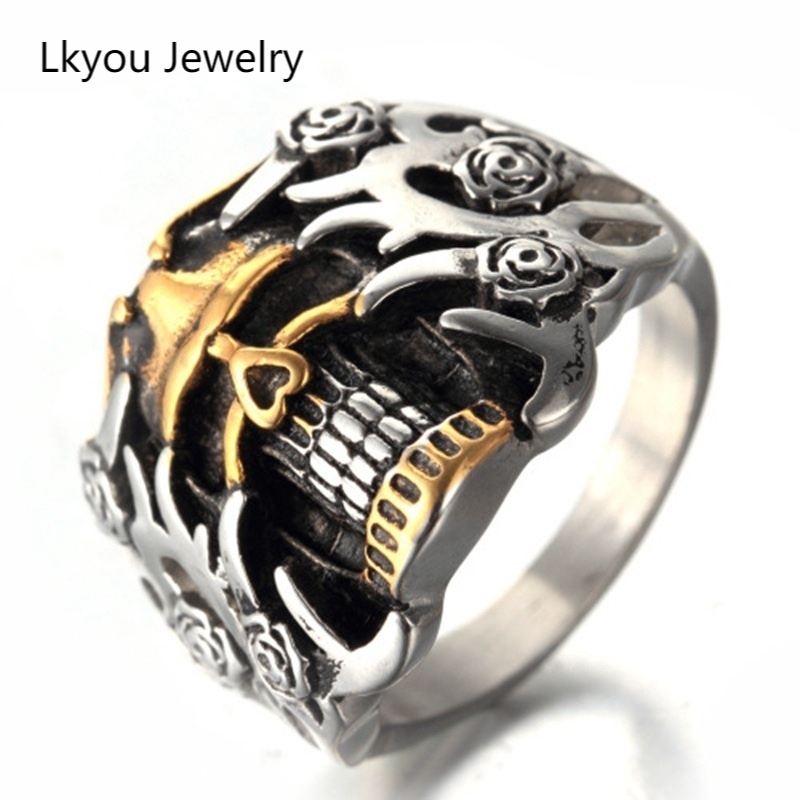 Hip Hop Jewelry Stainless Steel Vintage Gothic Men Punk Skull Ring ...