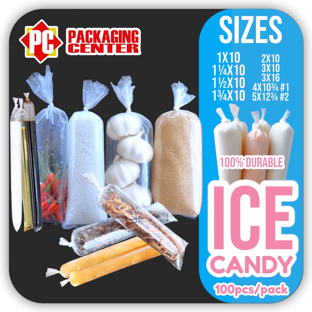 Ice Candy Plastic Bag by 100pcs per pack All Sizes, Pc Packaging Center
