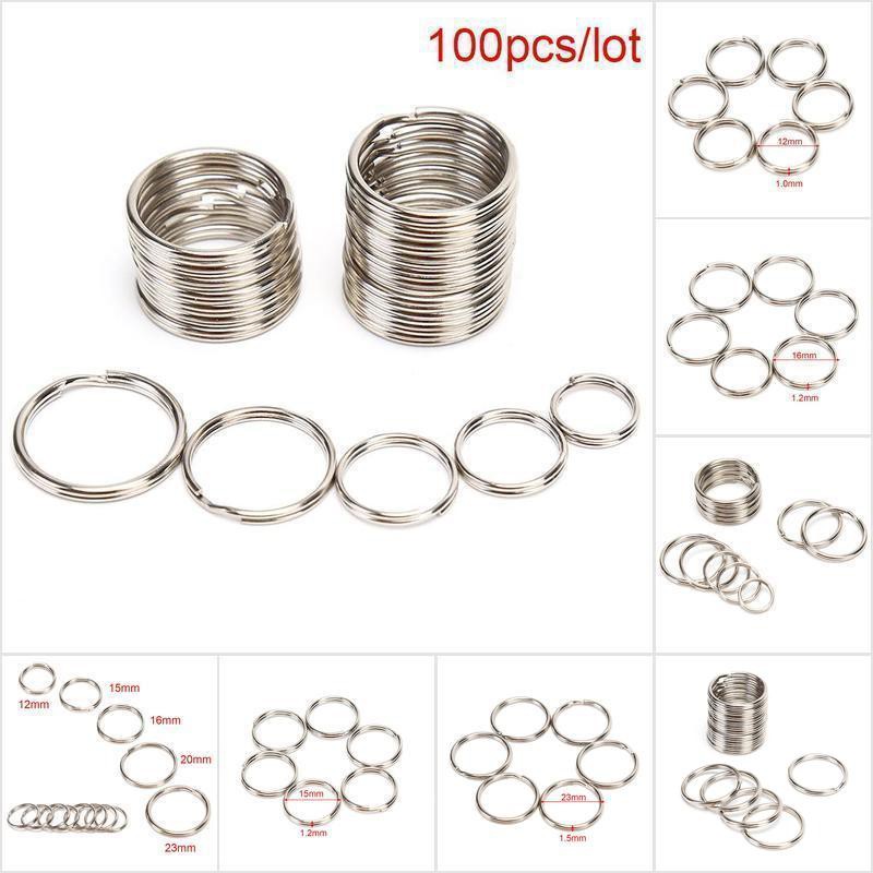 FCPH 100pcs/lot Key Rings DIY Metal Key Holder Split Rings Hoop Metal ...