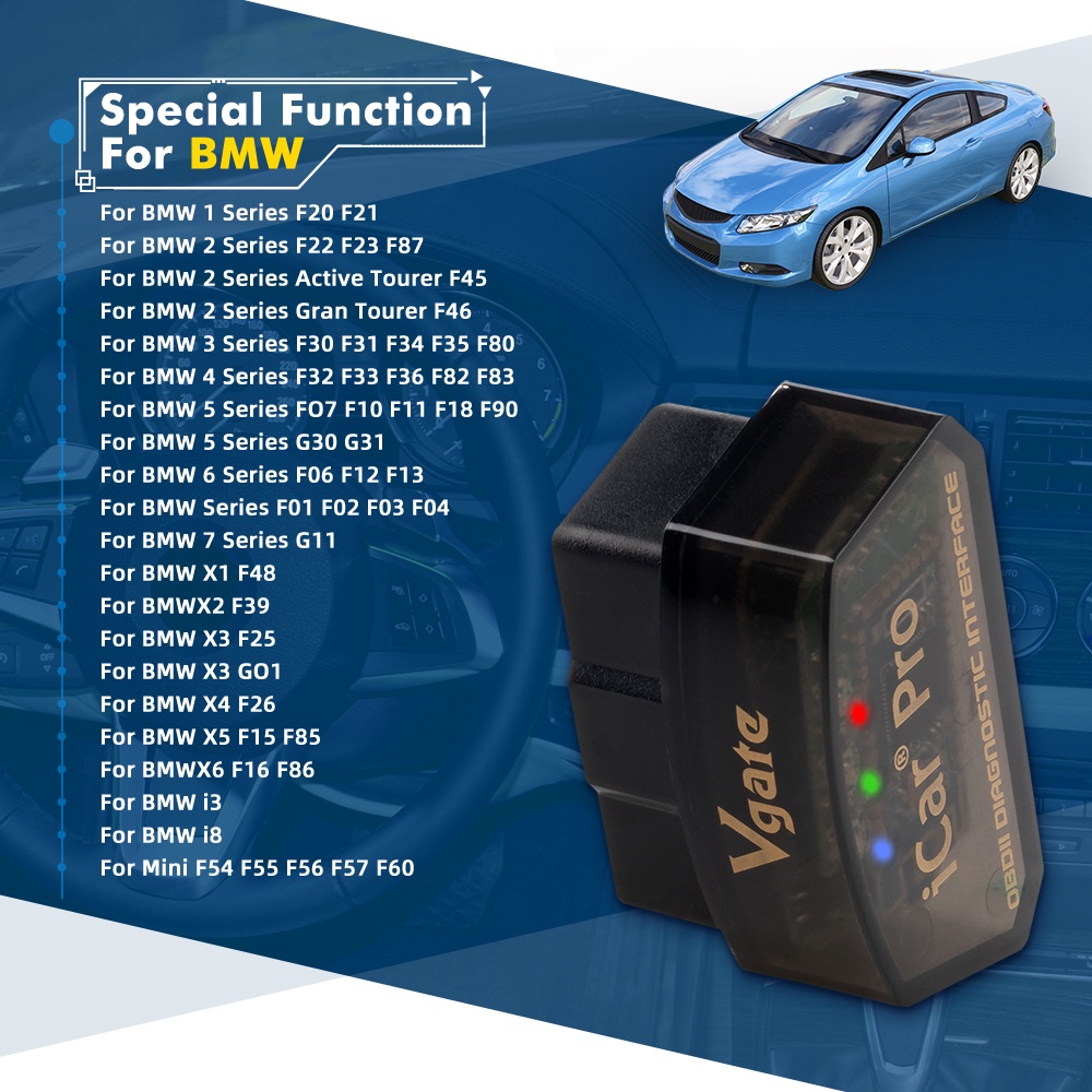 Icar2 OBD2 Scanner Vgate Icar Pro V2.3 Wifi/Bluetooth For IOS/Android ...