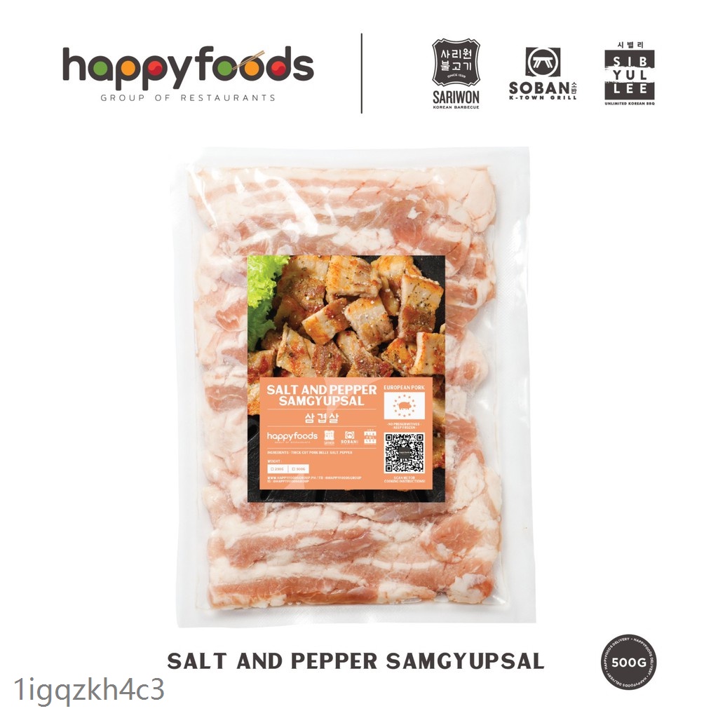 Happyfoods Korean Delivery Salt & Pepper Pork Belly Samgyupsal 500g