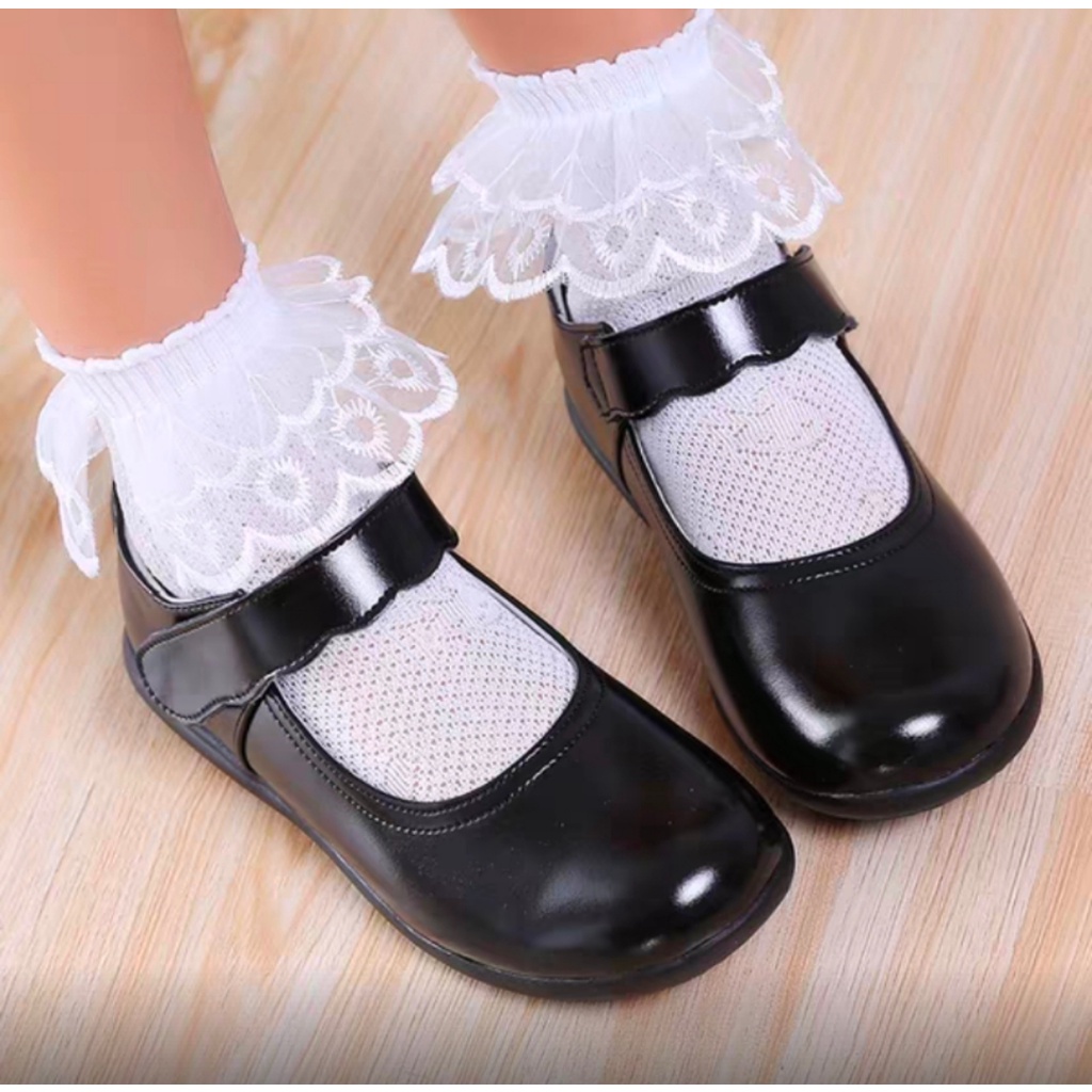 black shoes #228 school shoes for KIDS GIRS WOMENS ladies ( Rubber ...