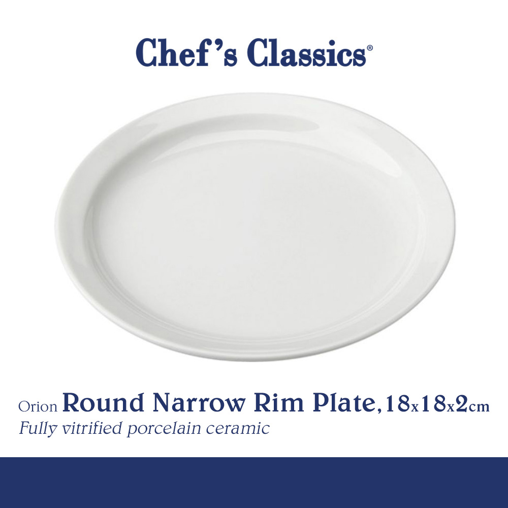 Chef's Classics Orion Ceramic Round Narrow Rim Plate, 18x18x2cm ...