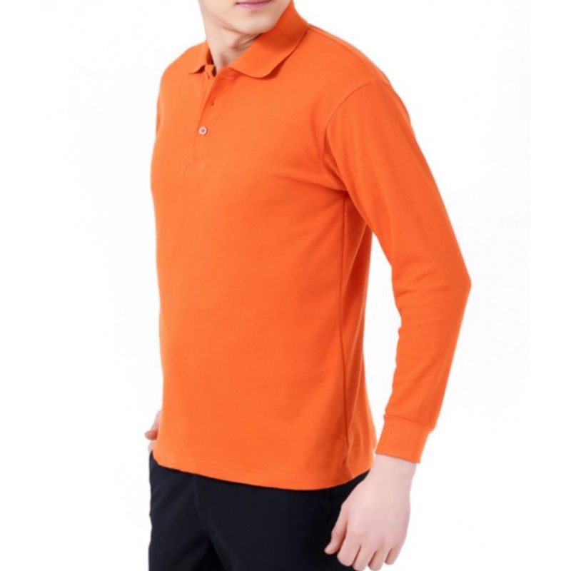 Men's polo shirt Q2 Long sleeve with collar plain. size S，M，L ，XL