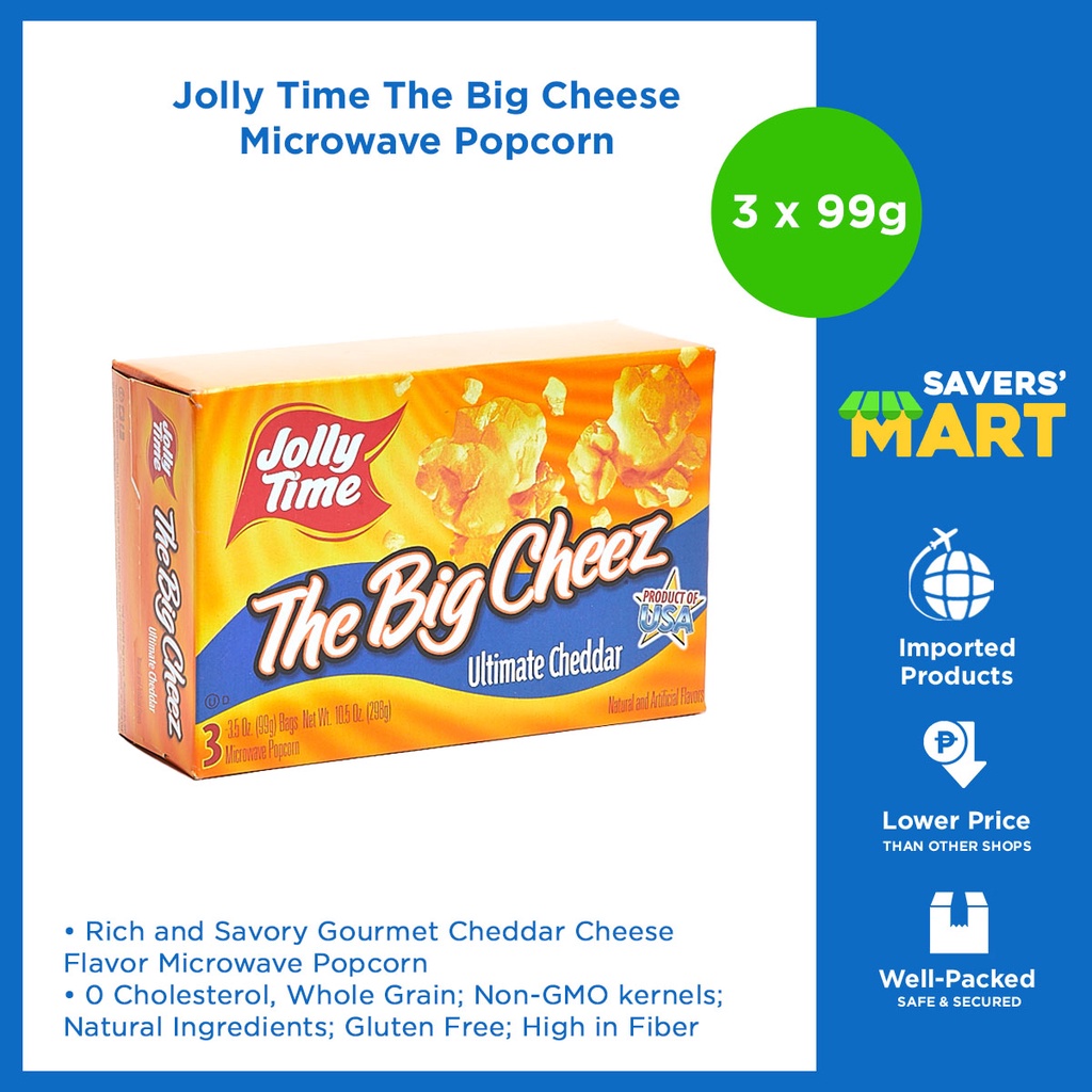 Jolly Time Microwave Popcorn 3 bags (Big Cheese, Blast O Butter