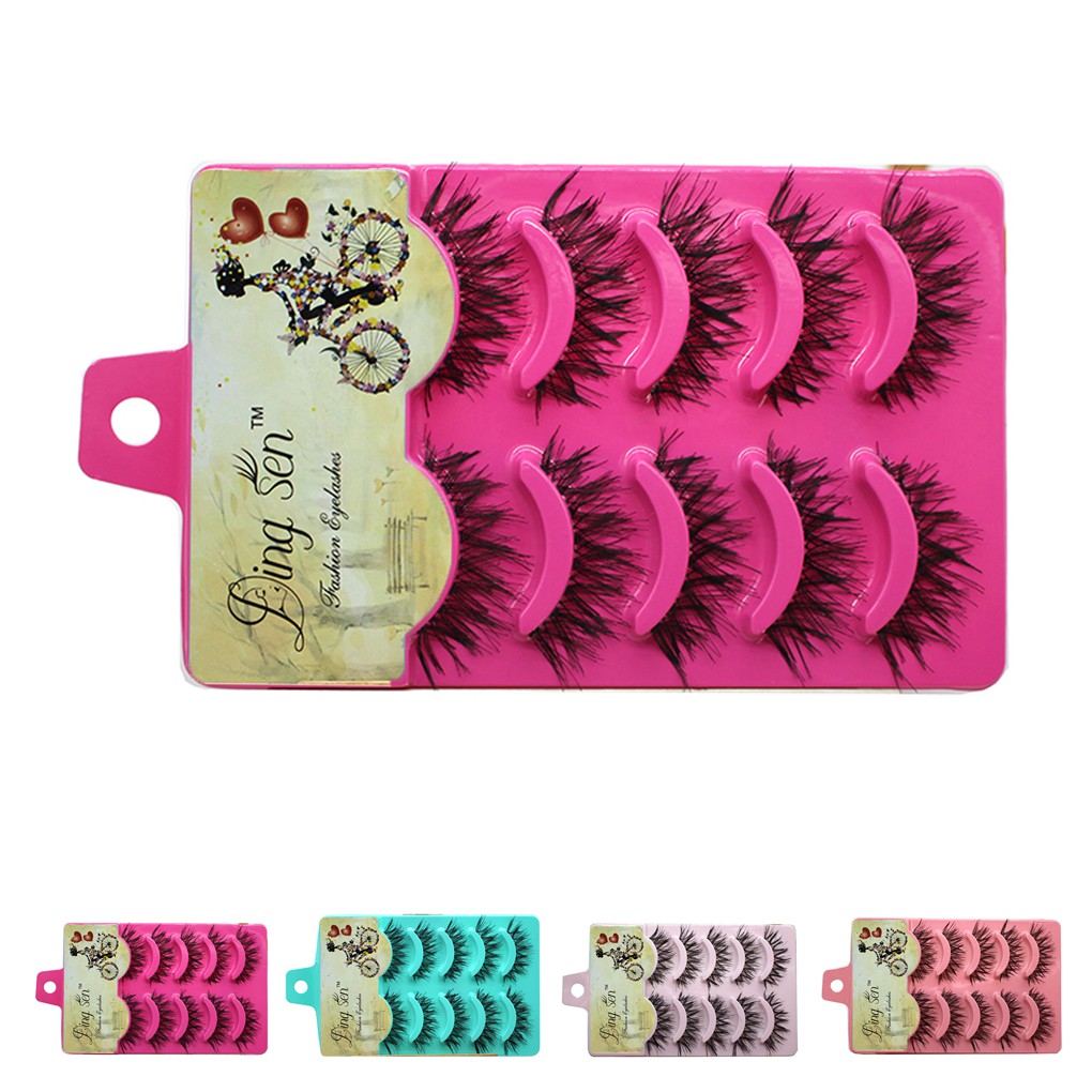 5 Pairs Natural Soft Eye Lashes Makeup Handmade Messy Thick Fake False ...