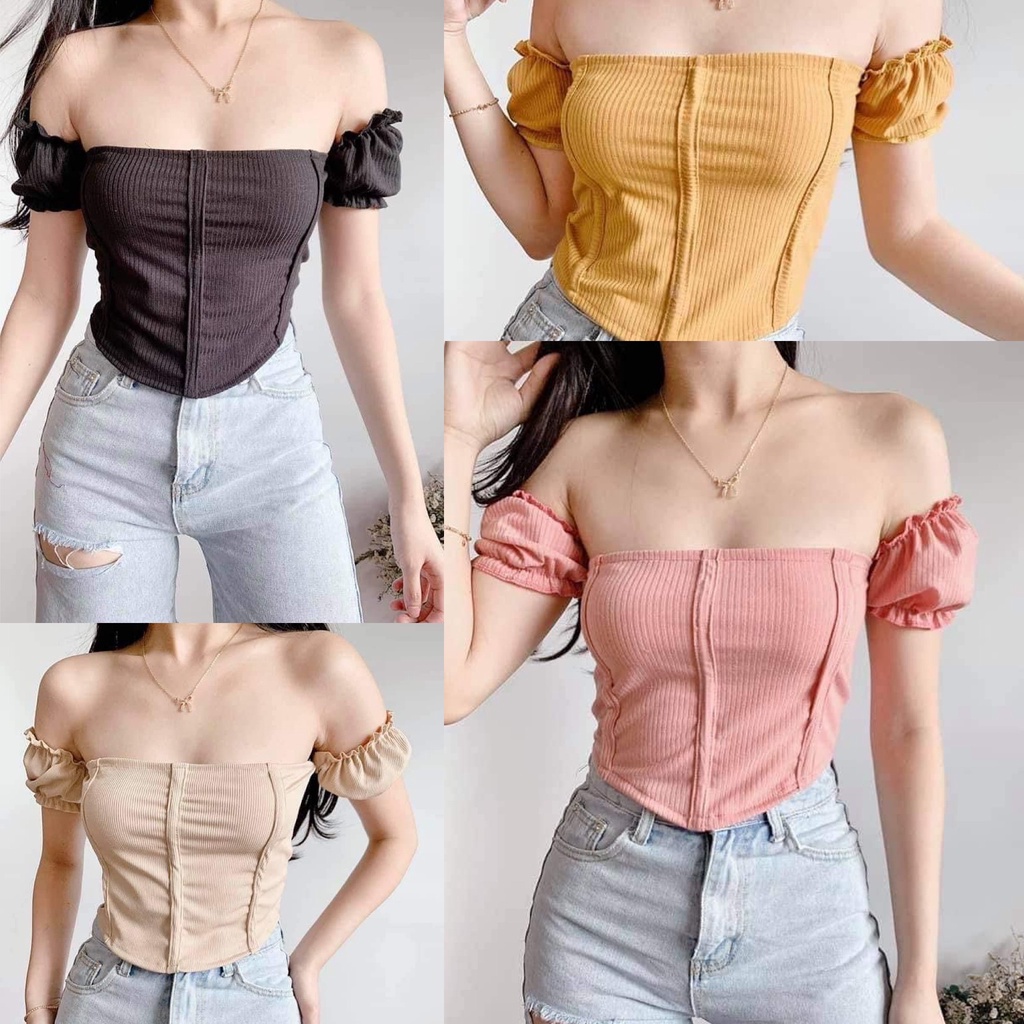 Off shoulder crop online top shopee