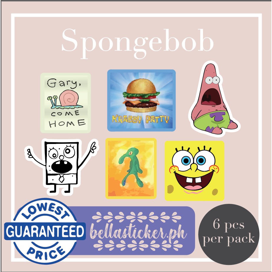 *WATERPROOF LAMINATED* SPONGEBOB STICKER PACK | Shopee Philippines