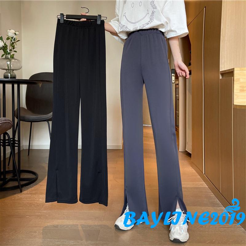 Solid Loose Straight Pants Fashion High-Waisted Soft Trousers