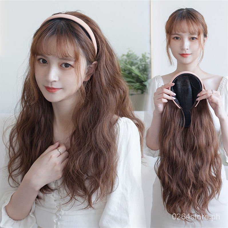 Women's wig lazy headband wig half headgear long invisible seamless ...