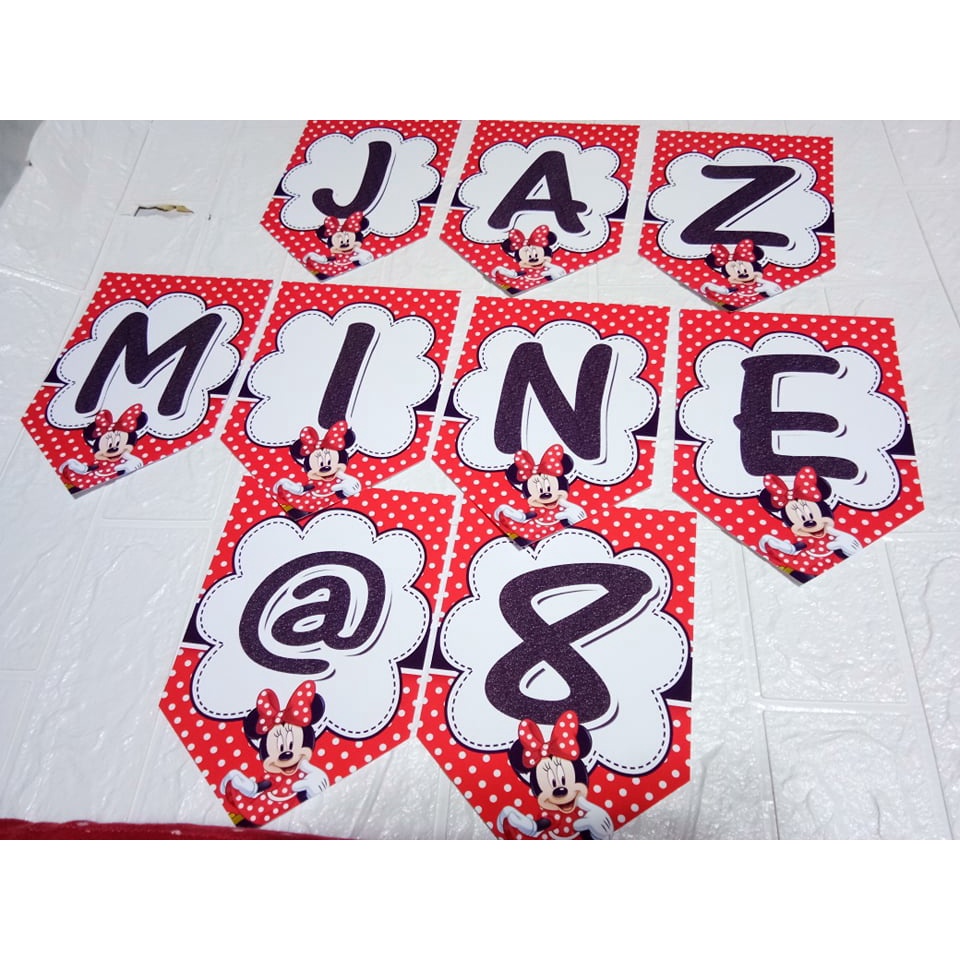 Mini Mouse PINK, RED PERSONALIZE BIRTHDAY BANNERS , Party, Name Banner, Happy Birthday PER