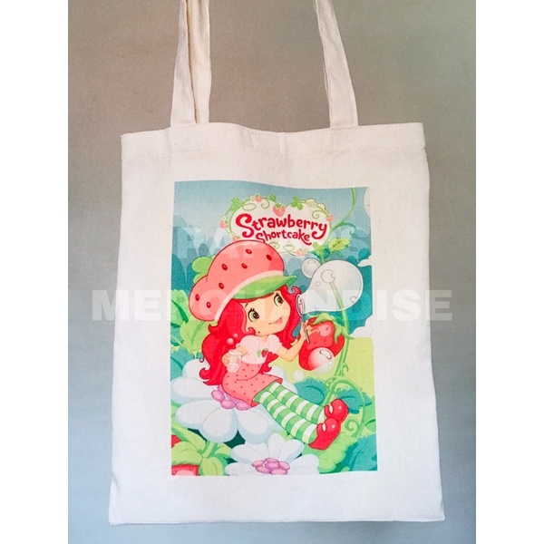 Strawberry Shortcake Cartoon Canvas Katsa Tote Bag with Velcro Papaps