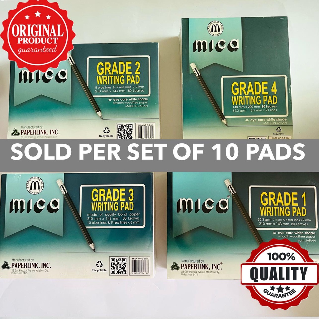 WRITING PAD MICA Grade 1/2/3/4 80leaves (SOLD PER SET OF 10 PADS
