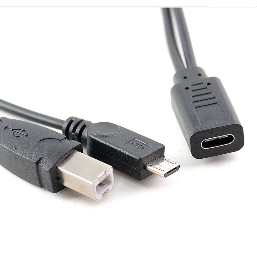 USB C Printer Cable Typec Y Splitter Mirco USB + USB 2.0 B Male