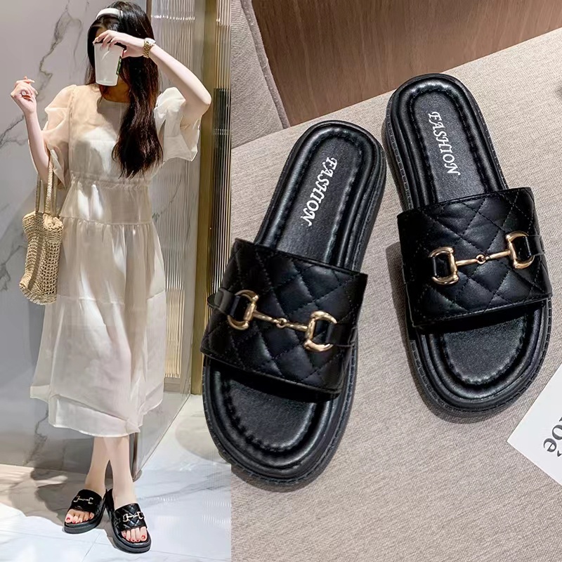 「KAEVE」(+1 size )2022 korean flat sandals slippers for women slide on ...