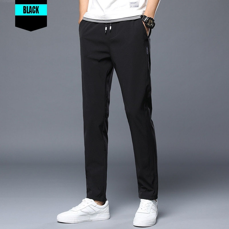 Ice silk pants men's loose breathable straight casual pants quick ...