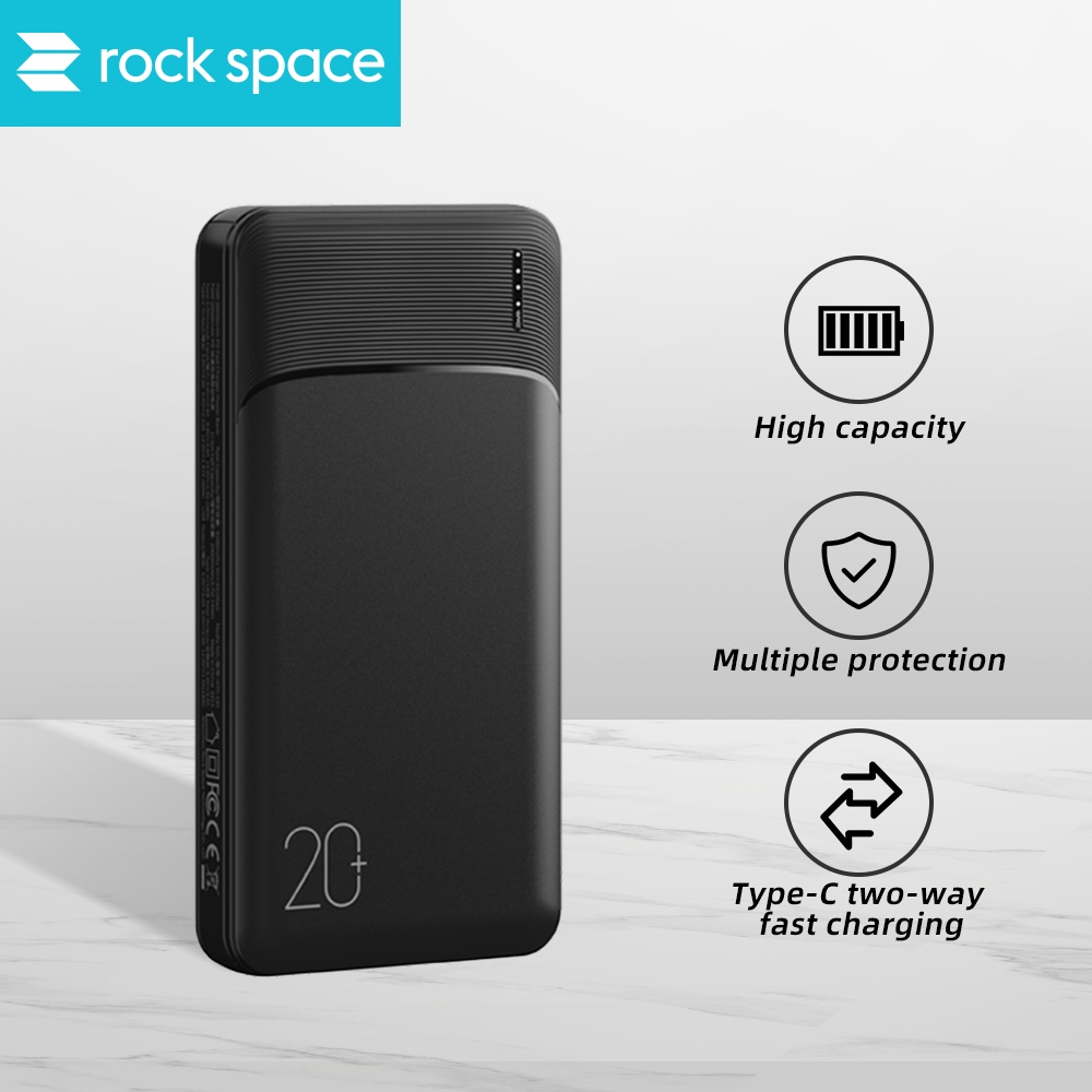 Rock Space P200 Powerbank 20000mAh LED Indicator Dual Output 2A Fast