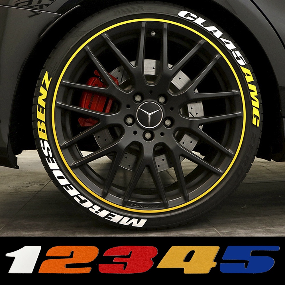 1Pcs Motorcycle 3D English Letters and Number Tire Sticker Car Wheel ...