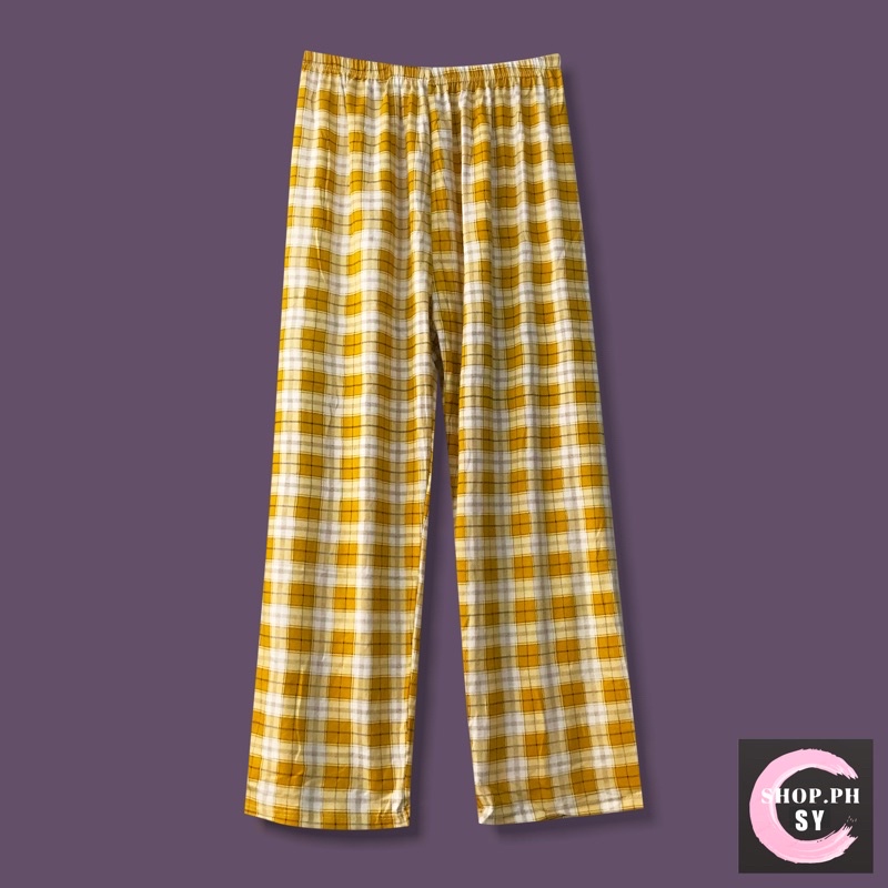 Adult Checkered Sleepwear Pajama Pants Cotton Spandex Plaid