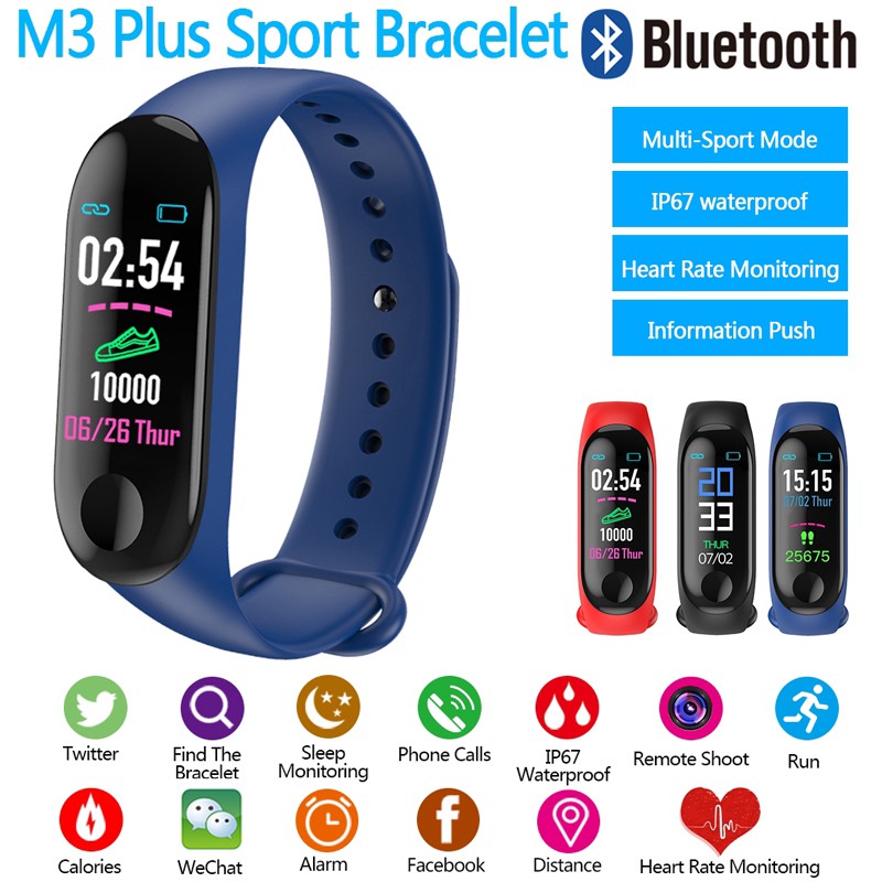 READY STOCK M3 Plus Smart Bracelet Heart Rate Blood Pressure Health Waterproof Smart Watch M3 Pro Bluetooth Watch Wristband Fitness Tracker Shopee Philippines