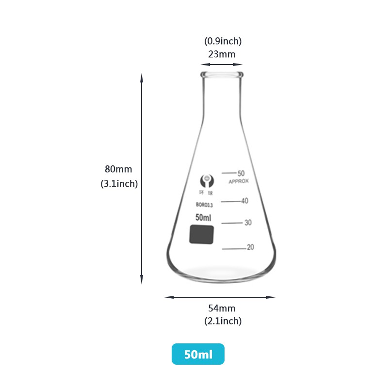 Conical Glass Flask Narrow Mouth Borosilicate Erlenmeyer Conical Beaker ...