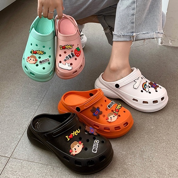 Crocs platform high-heeled sandals Thick bottom crocs clog style slippers for women | Shopee Philippines